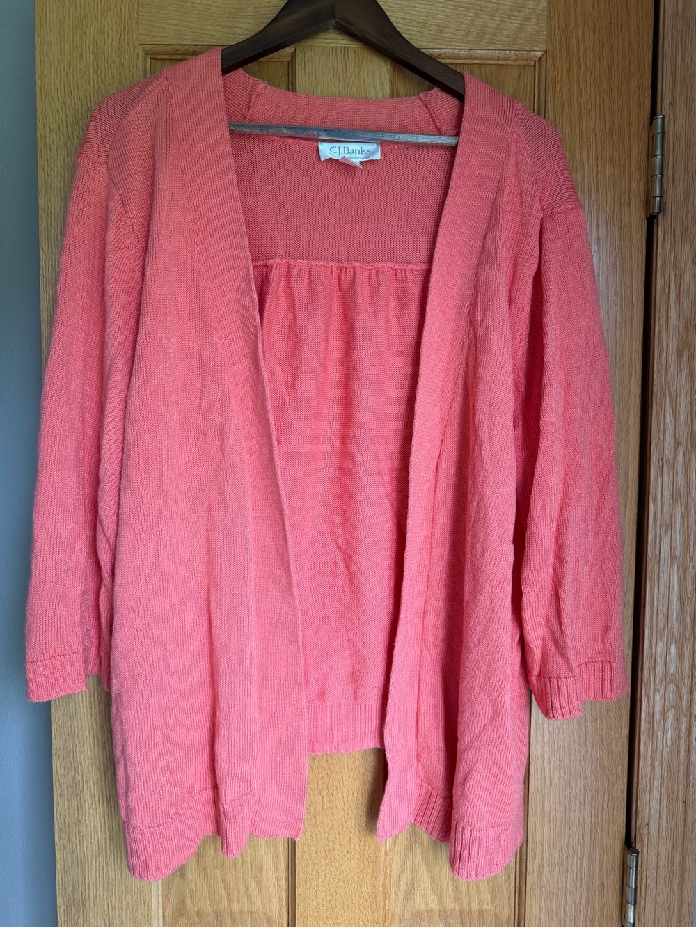 Pink Coral Open Front Cardigan Sweater Christopher & Banks Plus 2X